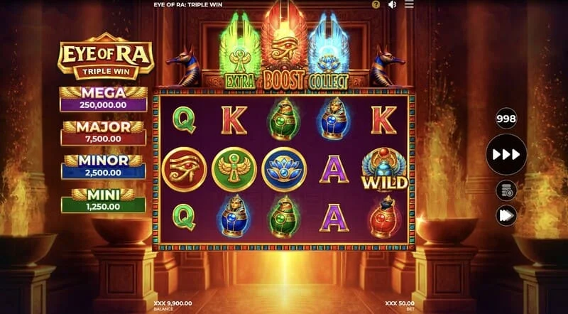 Eye of Ra Triple Win - Wild се појавува на ролните